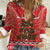 Kiwi New Zealand Christmas Women Casual Shirt Meri Kirihimete Silver Fern - Red Color