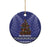 Kiwi New Zealand Christmas Ceramic Ornament Meri Kirihimete Silver Fern - Blue Color