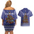 Kiwi New Zealand Christmas Couples Matching Off Shoulder Short Dress and Hawaiian Shirt Meri Kirihimete Silver Fern - Blue Color