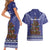 Kiwi New Zealand Christmas Couples Matching Short Sleeve Bodycon Dress and Hawaiian Shirt Meri Kirihimete Silver Fern - Blue Color