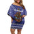 Kiwi New Zealand Christmas Family Matching Off Shoulder Short Dress and Hawaiian Shirt Meri Kirihimete Silver Fern - Blue Color