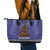 Kiwi New Zealand Christmas Leather Tote Bag Meri Kirihimete Silver Fern - Blue Color