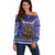 Kiwi New Zealand Christmas Off Shoulder Sweater Meri Kirihimete Silver Fern - Blue Color