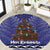 Kiwi New Zealand Christmas Round Carpet Meri Kirihimete Silver Fern - Blue Color