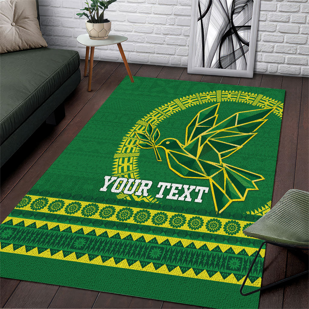 Fiji Tailevu Rugby Personalised Area Rug Go Dove Nation Fijian Tapa LT14 Green - Polynesian Pride
