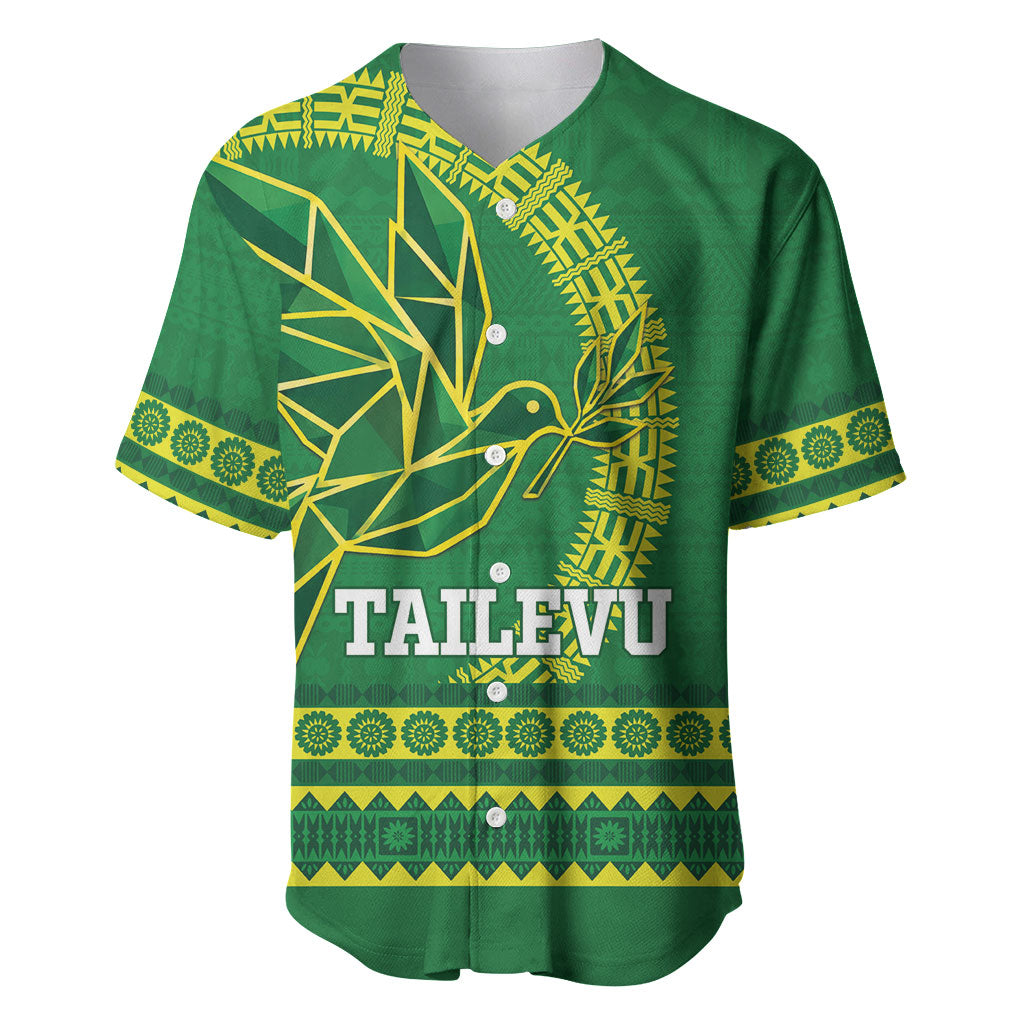 Fiji Tailevu Rugby Personalised Baseball Jersey Go Dove Nation Fijian Tapa LT14 Green - Polynesian Pride
