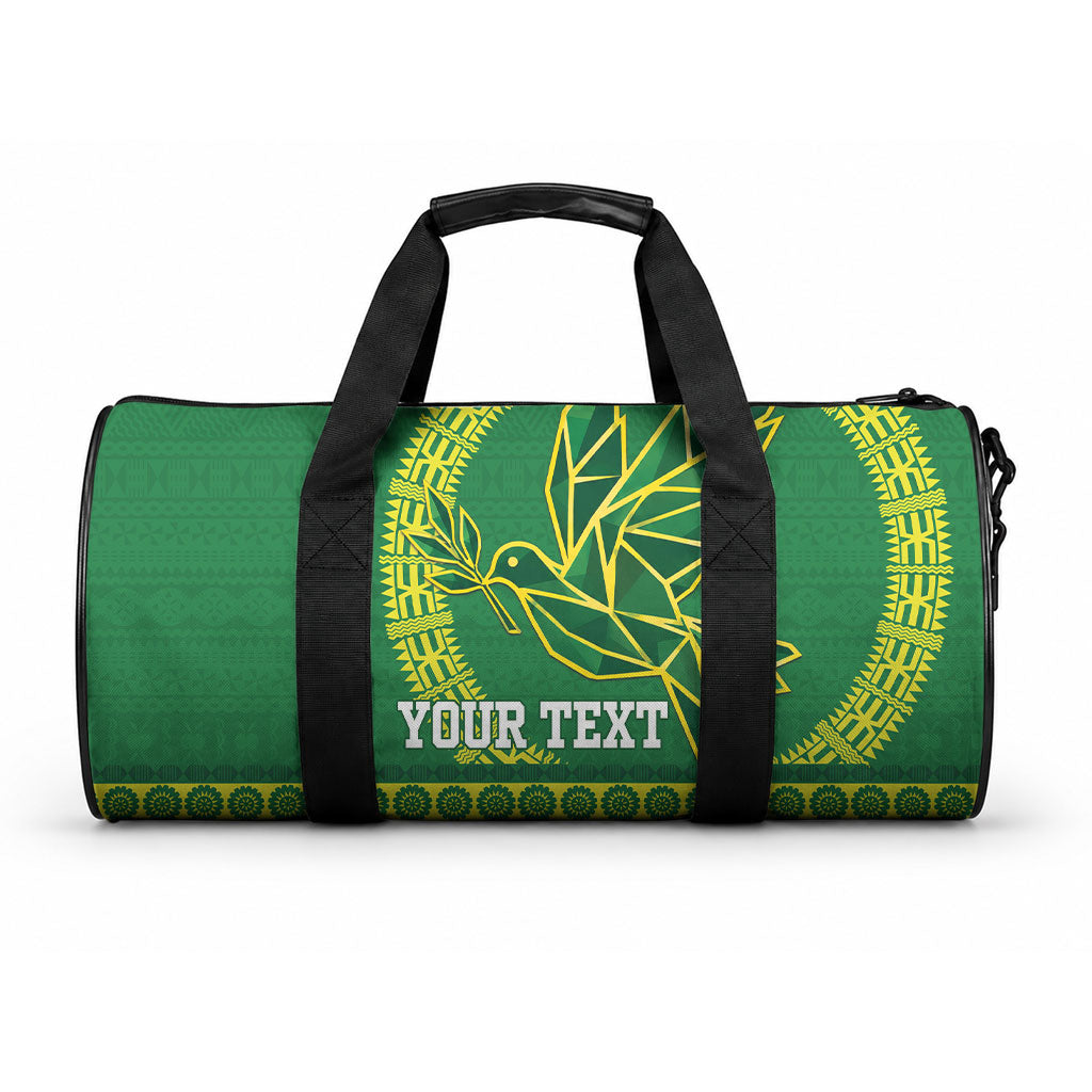 Fiji Tailevu Rugby Personalised Duffle Bag Go Dove Nation Fijian Tapa LT14 One size Green - Polynesian Pride