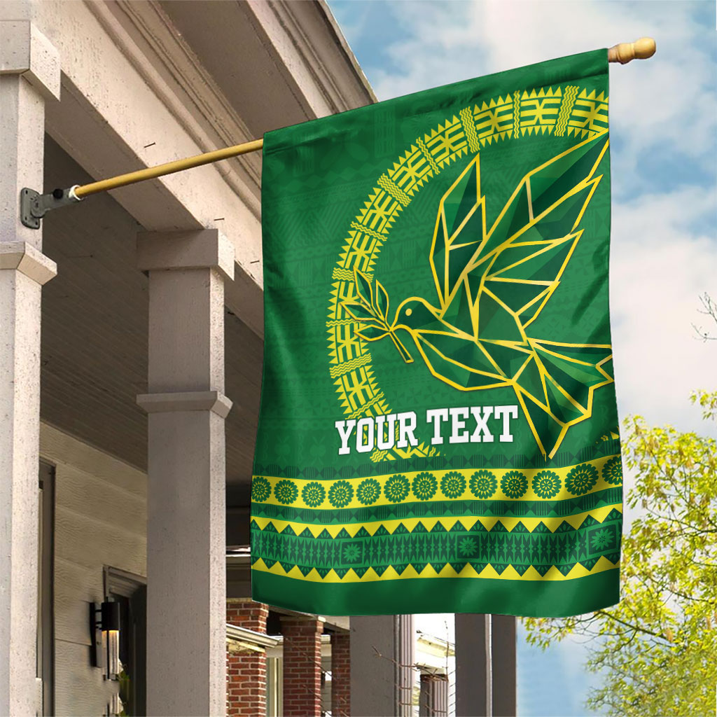 Fiji Tailevu Rugby Personalised Garden Flag Go Dove Nation Fijian Tapa LT14 House Flag Green - Polynesian Pride