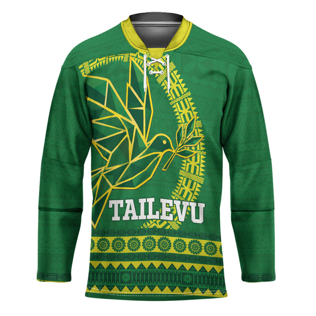 Fiji Tailevu Rugby Personalised Hockey Jersey Go Dove Nation Fijian Tapa LT14 Unisex Green - Polynesian Pride