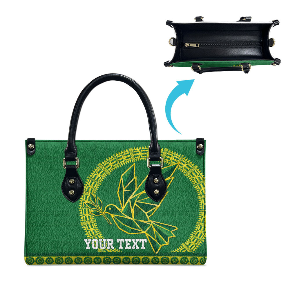 Fiji Tailevu Rugby Personalised Leather Bag Go Dove Nation Fijian Tapa LT14 - Polynesian Pride