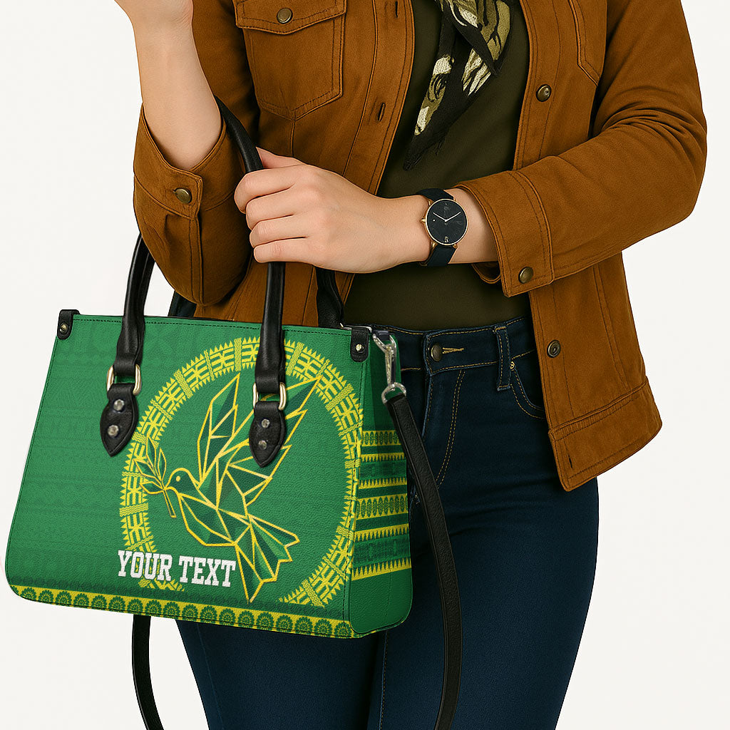 Fiji Tailevu Rugby Personalised Leather Bag Go Dove Nation Fijian Tapa LT14 - Polynesian Pride