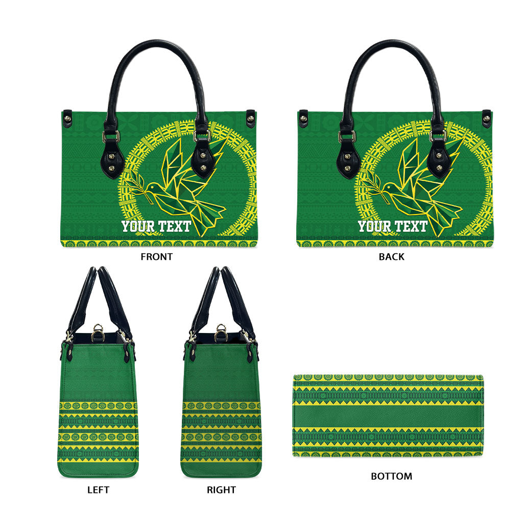 Fiji Tailevu Rugby Personalised Leather Bag Go Dove Nation Fijian Tapa LT14 - Polynesian Pride
