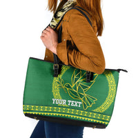 Fiji Tailevu Rugby Personalised Leather Tote Bag Go Dove Nation Fijian Tapa LT14 Green - Polynesian Pride