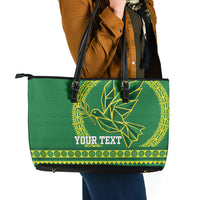 Fiji Tailevu Rugby Personalised Leather Tote Bag Go Dove Nation Fijian Tapa LT14 - Polynesian Pride