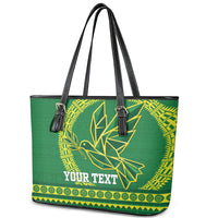 Fiji Tailevu Rugby Personalised Leather Tote Bag Go Dove Nation Fijian Tapa LT14 - Polynesian Pride