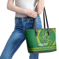 Fiji Tailevu Rugby Personalised Leather Tote Bag Go Dove Nation Fijian Tapa LT14 - Polynesian Pride