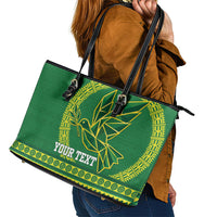 Fiji Tailevu Rugby Personalised Leather Tote Bag Go Dove Nation Fijian Tapa LT14 - Polynesian Pride
