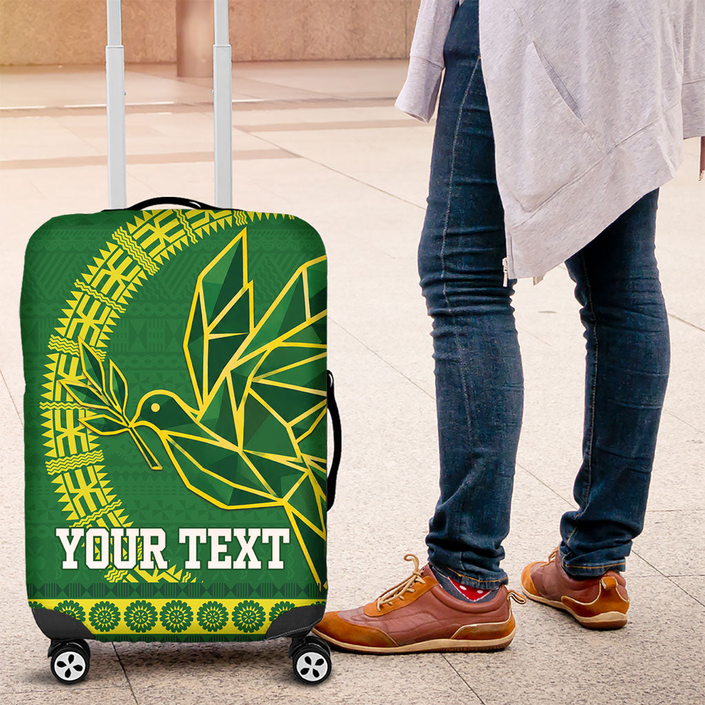 Fiji Tailevu Rugby Personalised Luggage Cover Go Dove Nation Fijian Tapa LT14 Green - Polynesian Pride