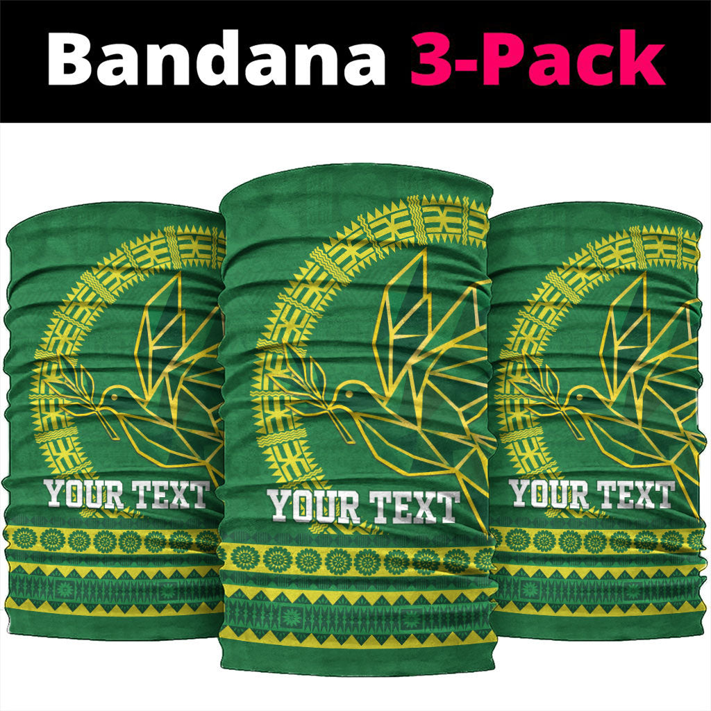 Fiji Tailevu Rugby Personalised Neck Gaiter Go Dove Nation Fijian Tapa LT14 package One Size: 25*50cm Green - Polynesian Pride