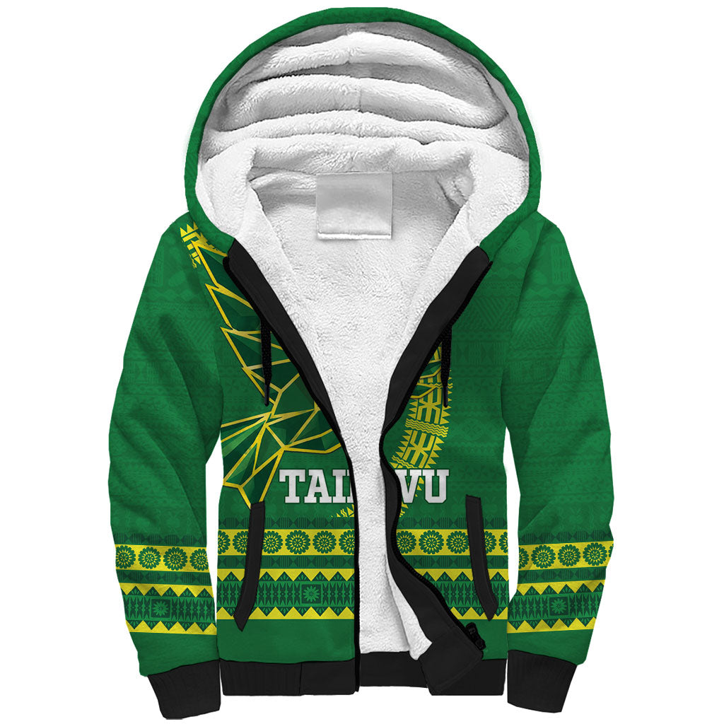 Fiji Tailevu Rugby Personalised Sherpa Hoodie Go Dove Nation Fijian Tapa LT14 Unisex Green - Polynesian Pride