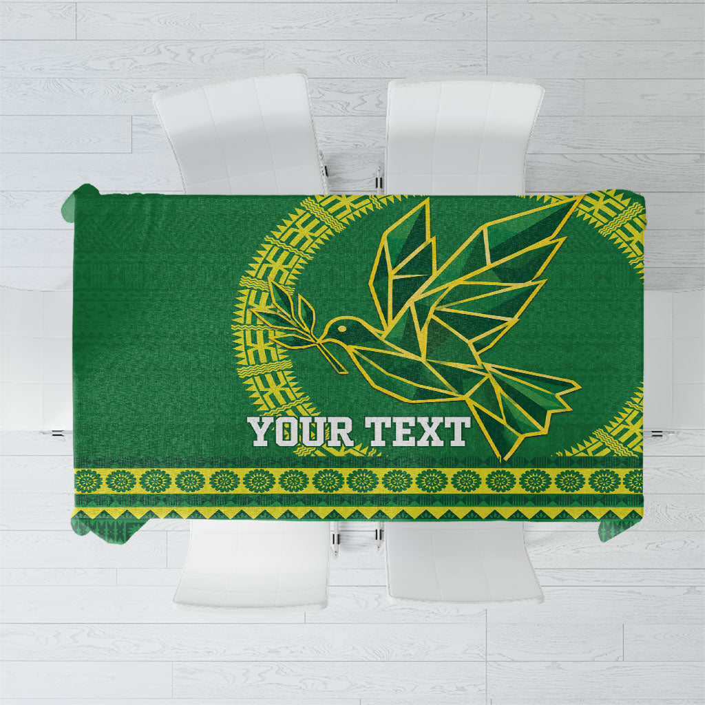 Fiji Tailevu Rugby Personalised Tablecloth Go Dove Nation Fijian Tapa LT14 Green - Polynesian Pride