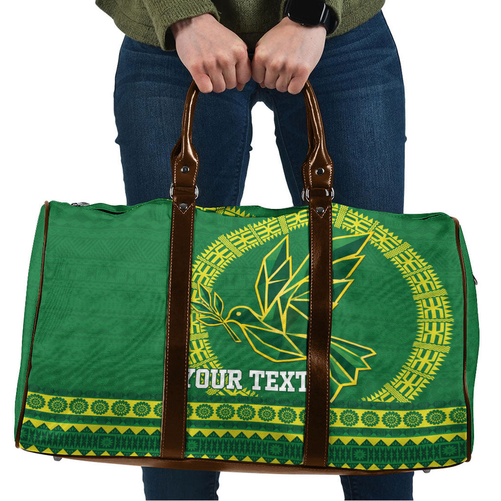Fiji Tailevu Rugby Personalised Travel Bag Go Dove Nation Fijian Tapa LT14 Green - Polynesian Pride