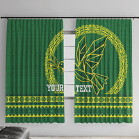 Fiji Tailevu Rugby Personalised Window Curtain Go Dove Nation Fijian Tapa LT14 With Hooks Green - Polynesian Pride