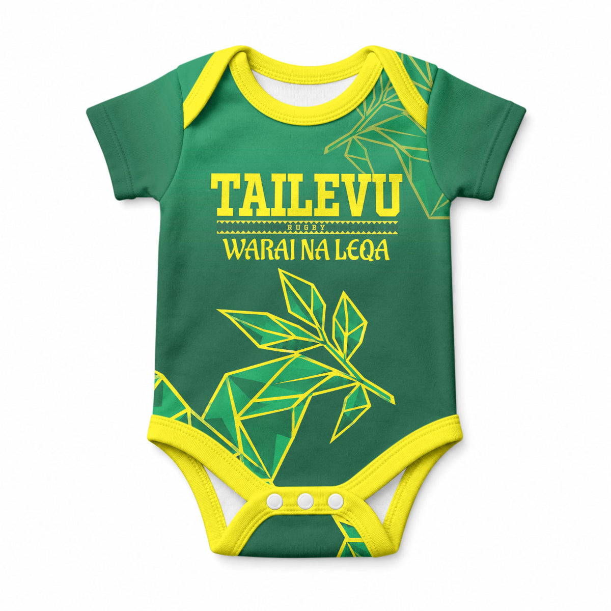 Fiji Tailevu Rugby Custom Baby Onesie Warai Na Leqa LT14 Green - Polynesian Pride