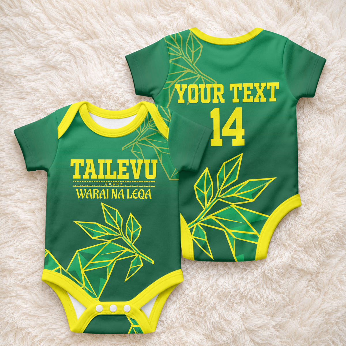 Fiji Tailevu Rugby Custom Baby Onesie Warai Na Leqa LT14 - Polynesian Pride