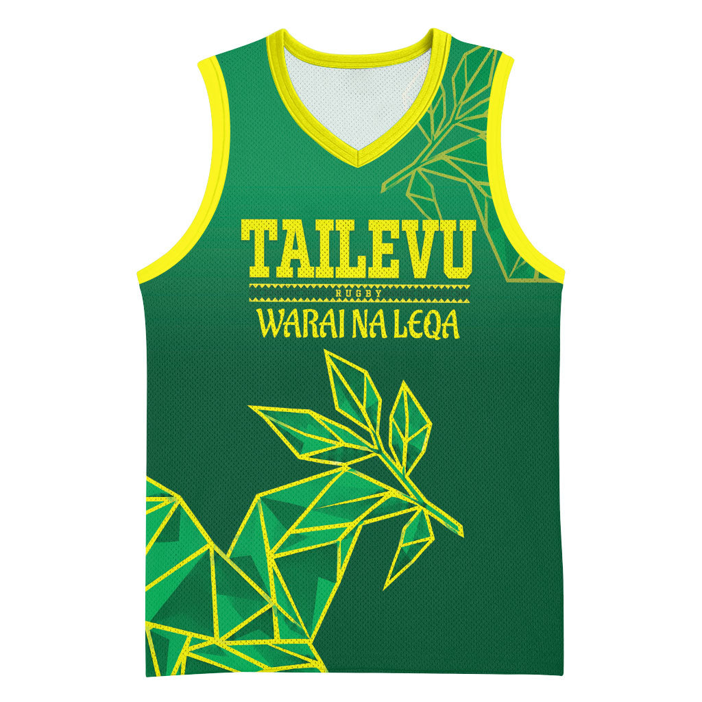 Fiji Tailevu Rugby Custom Basketball Jersey Warai Na Leqa LT14 Unisex Green - Polynesian Pride
