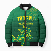 Fiji Tailevu Rugby Custom Bomber Puffer Jacket Warai Na Leqa LT14 Unisex Green - Polynesian Pride