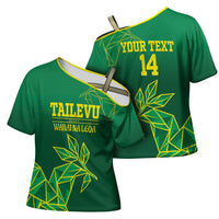 Fiji Tailevu Rugby Custom Cross Shoulder Shirt Warai Na Leqa LT14 - Polynesian Pride