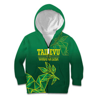 Fiji Tailevu Rugby Custom Kid Hoodie Warai Na Leqa LT14 Zip Hoodie Green - Polynesian Pride