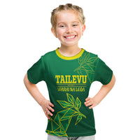Fiji Tailevu Rugby Custom Kid T Shirt Warai Na Leqa LT14 Green - Polynesian Pride