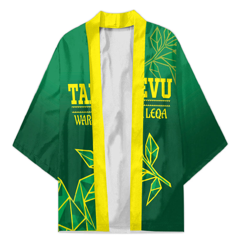 Fiji Tailevu Rugby Custom Kimono Warai Na Leqa LT14 Unisex Green - Polynesian Pride