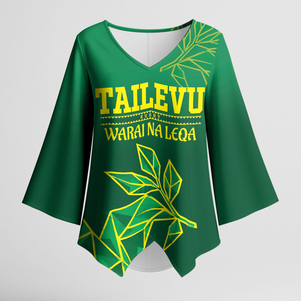 Fiji Tailevu Rugby Custom Kimono Sleeve Blouse Warai Na Leqa LT14 Female Green - Polynesian Pride