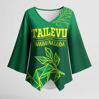 Fiji Tailevu Rugby Custom Kimono Sleeve Blouse Warai Na Leqa LT14 Female Green - Polynesian Pride