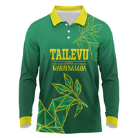 Fiji Tailevu Rugby Custom Long Sleeve Polo Shirt Warai Na Leqa LT14 Green - Polynesian Pride