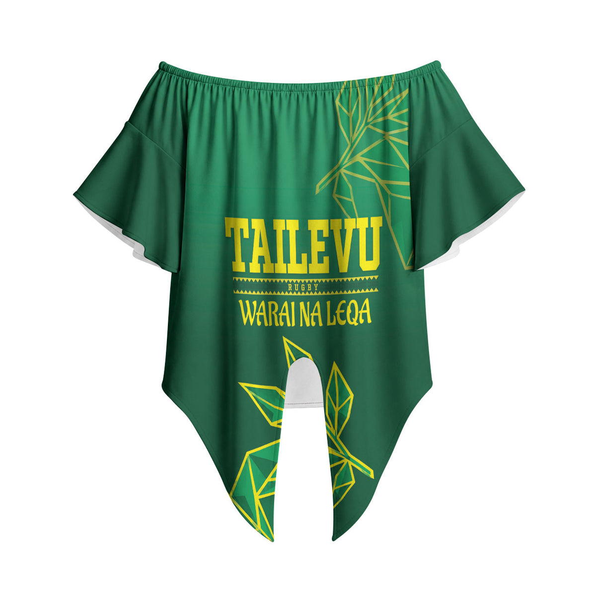 Fiji Tailevu Rugby Custom Off Shoulder Wrap Waist Top Warai Na Leqa LT14 - Polynesian Pride