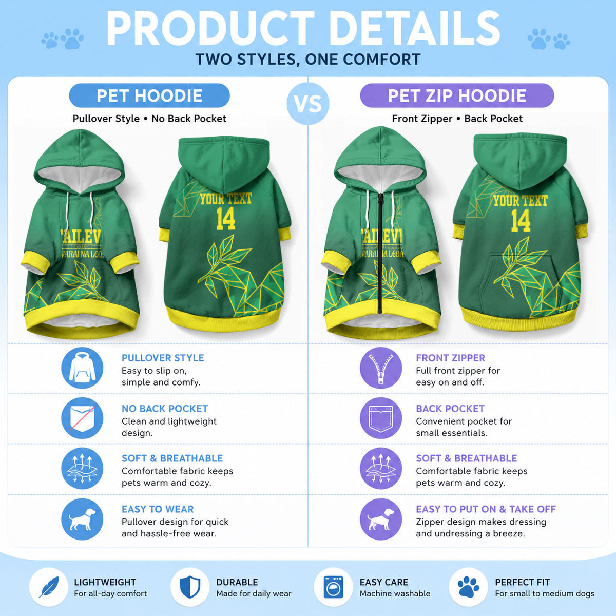 Fiji Tailevu Rugby Custom Pet Hoodie Warai Na Leqa LT14 - Polynesian Pride