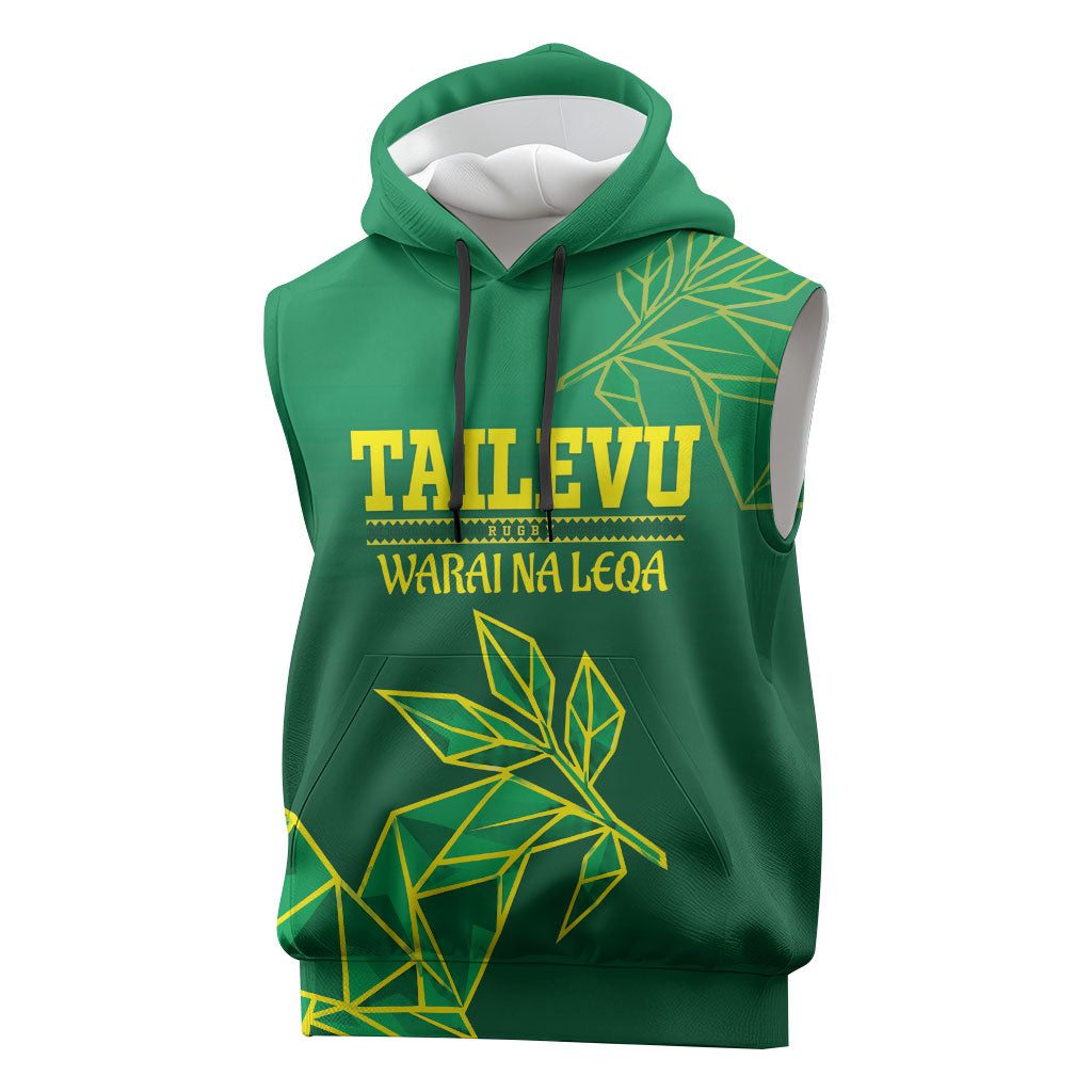 Fiji Tailevu Rugby Custom Sleeveless Hoodie Warai Na Leqa LT14 Green - Polynesian Pride