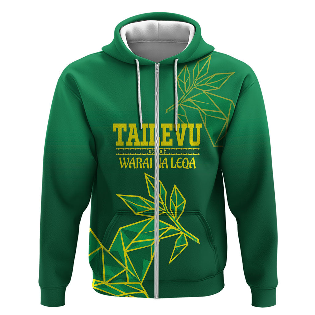 Fiji Tailevu Rugby Custom Zip Hoodie Warai Na Leqa LT14 Zip Hoodie Green - Polynesian Pride