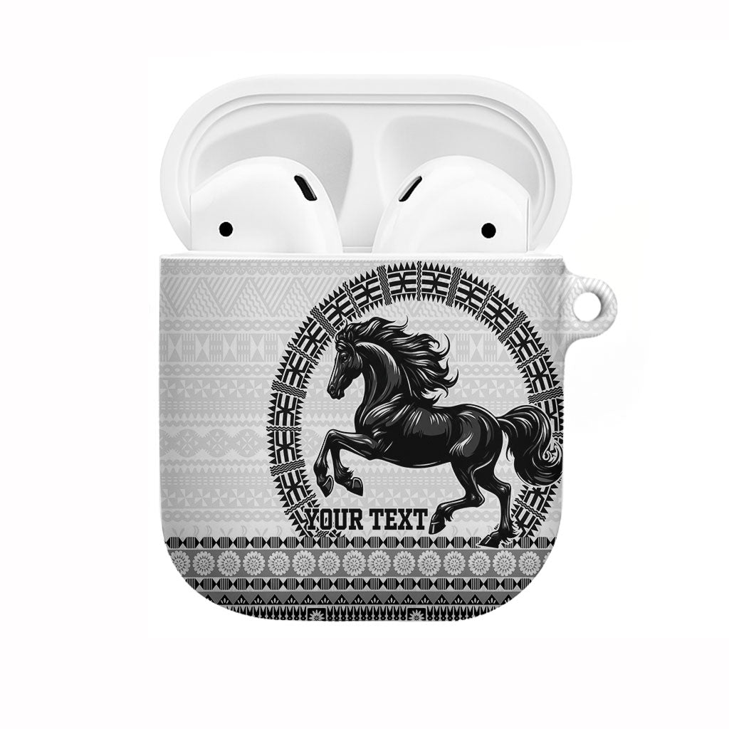 Fiji Nadroga Rugby Personalised AirPods Case Go Stallions Fijian Tapa LT14 White - Polynesian Pride