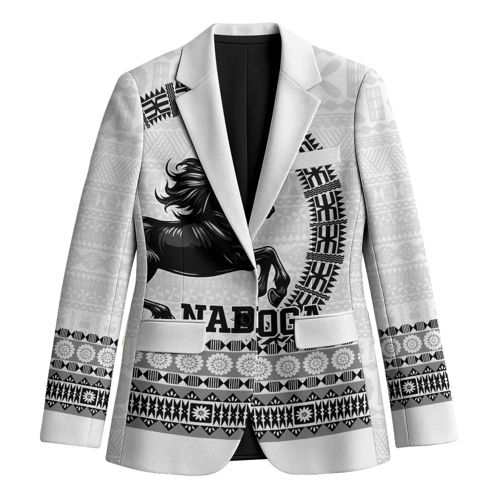 Fiji Nadroga Rugby Personalised Blazer Go Stallions Fijian Tapa LT14 Unisex White - Polynesian Pride