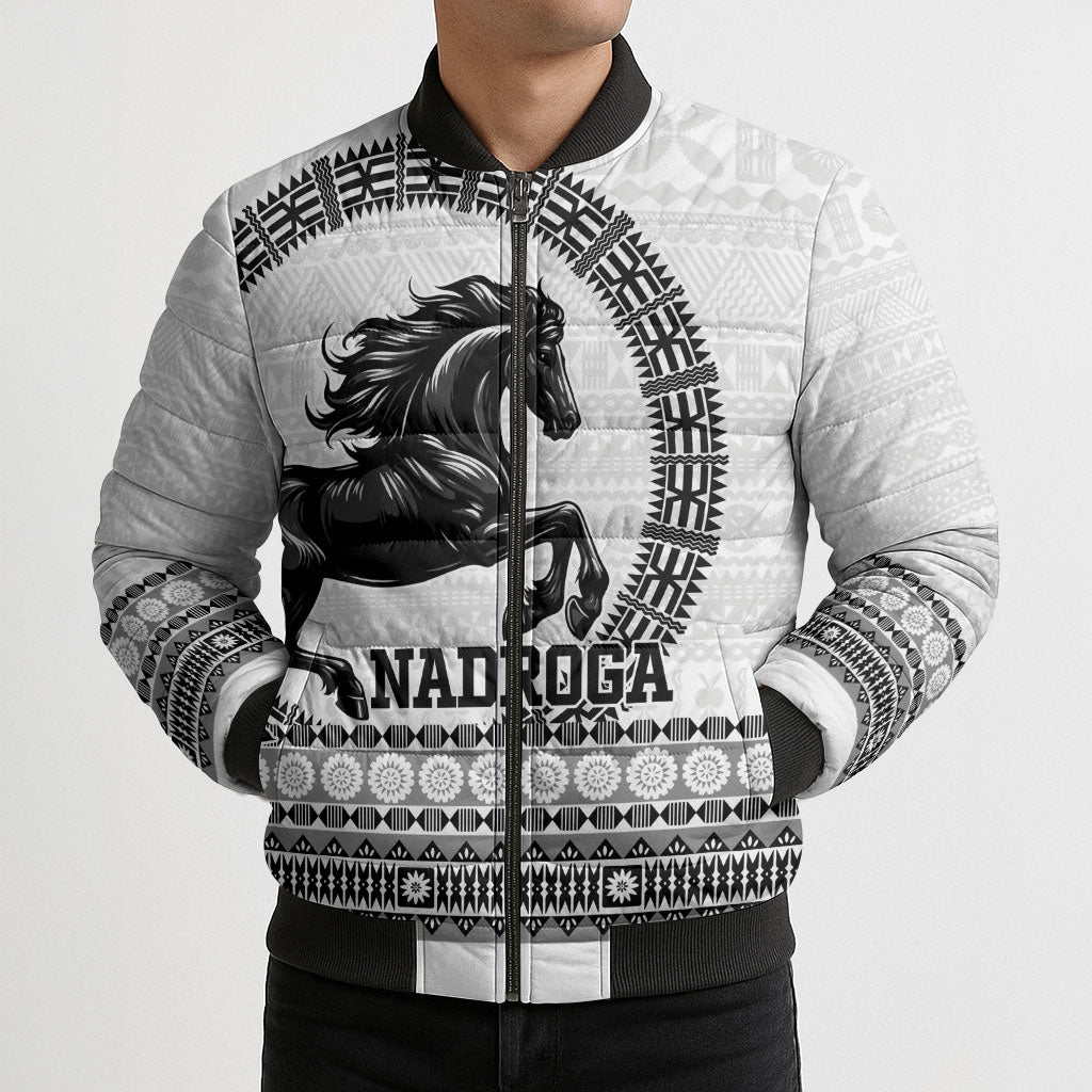 Fiji Nadroga Rugby Personalised Bomber Puffer Jacket Go Stallions Fijian Tapa LT14 - Polynesian Pride
