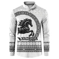 Fiji Nadroga Rugby Personalised Button Sweatshirt Go Stallions Fijian Tapa LT14 White - Polynesian Pride