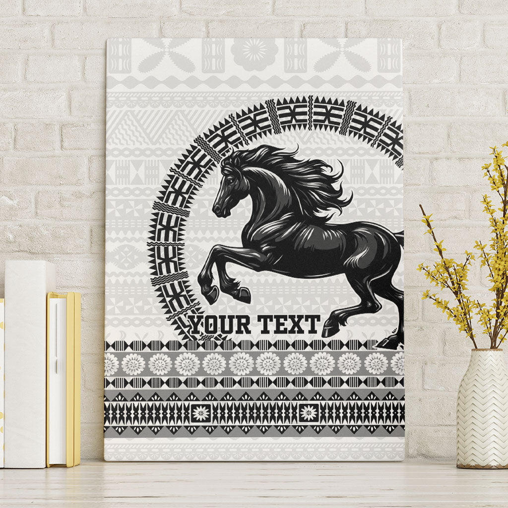 Fiji Nadroga Rugby Personalised Canvas Wall Art Go Stallions Fijian Tapa LT14 Without Frame White - Polynesian Pride