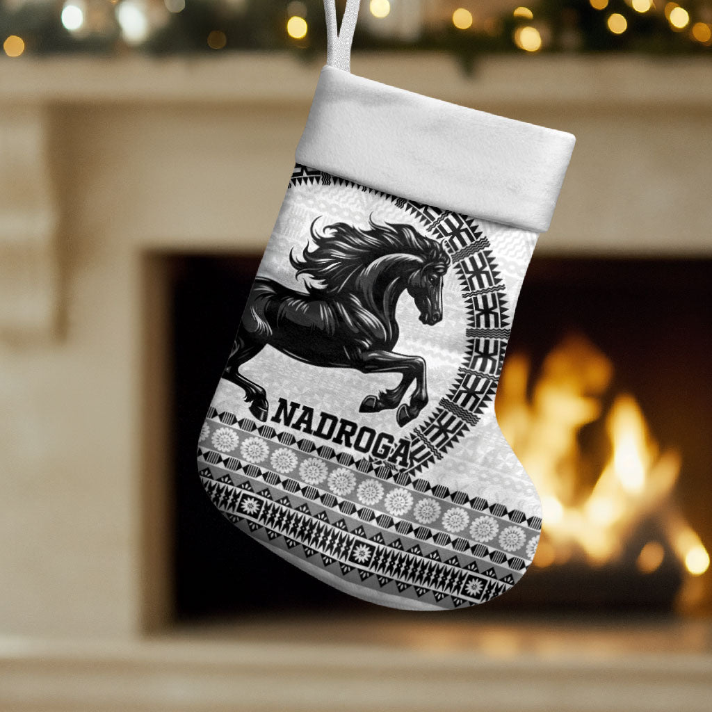 Fiji Nadroga Rugby Personalised Christmas Stocking Go Stallions Fijian Tapa LT14 Set of 2 White - Polynesian Pride