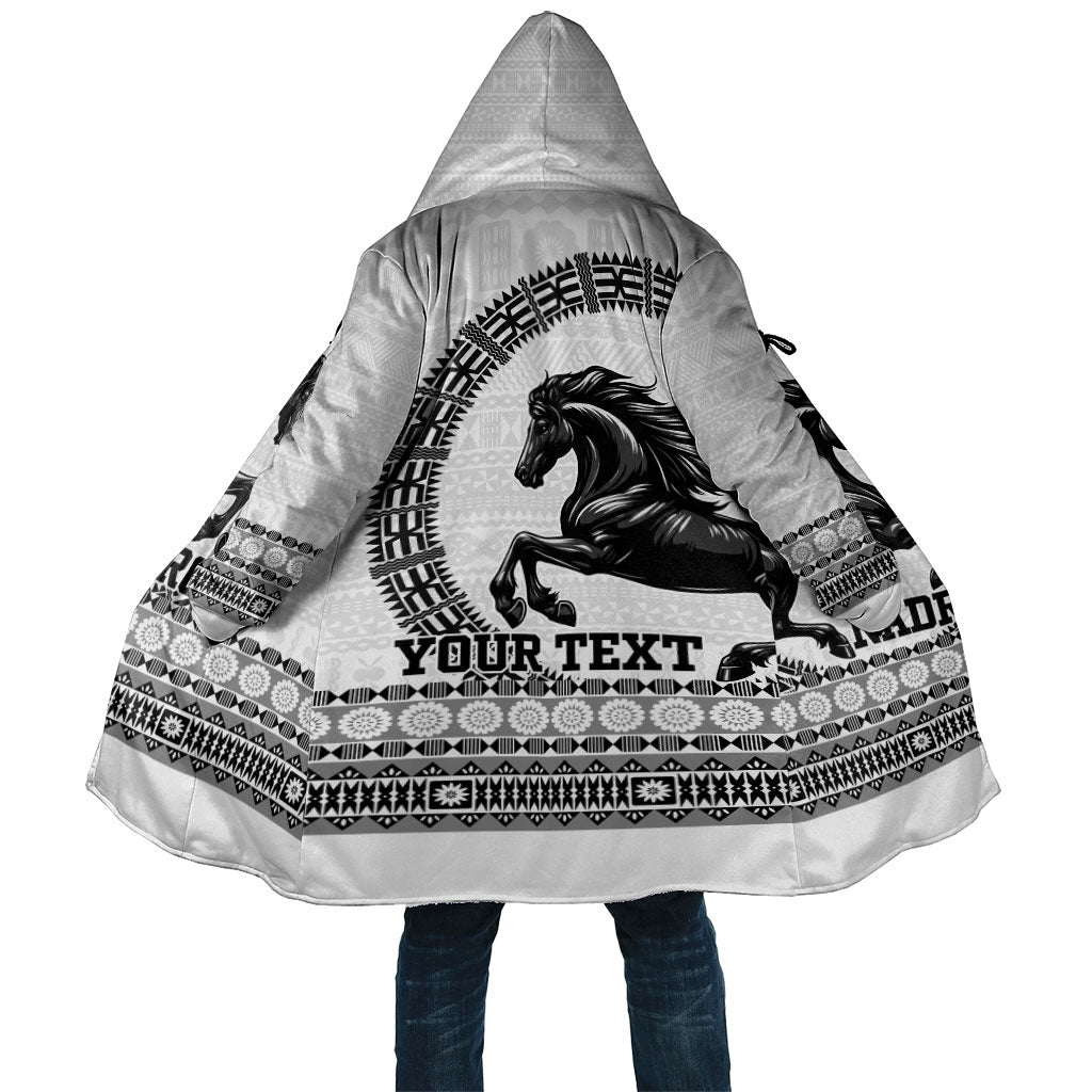 Fiji Nadroga Rugby Personalised Cloak Go Stallions Fijian Tapa LT14 Unisex White - Polynesian Pride
