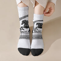 Fiji Nadroga Rugby Personalised Crew Socks Go Stallions Fijian Tapa LT14 Crew Socks White - Polynesian Pride